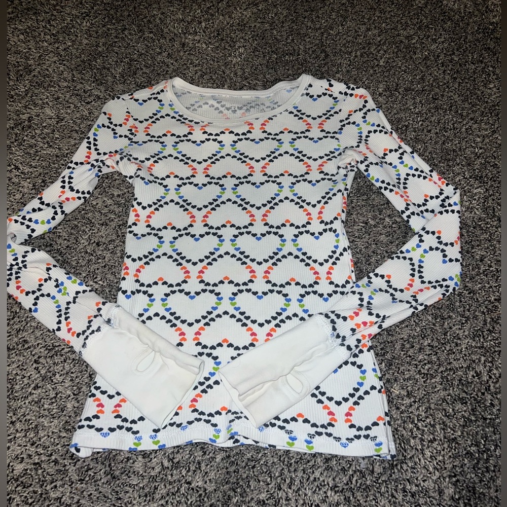 Heart thermal pj shirt with thumb holes